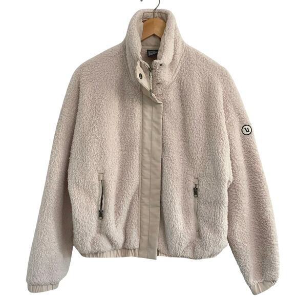 Vuori Cozy Sherpa Jacket Women's Size Medium Bone Athletic Outdoor full zip snap - Picture 1 of 11